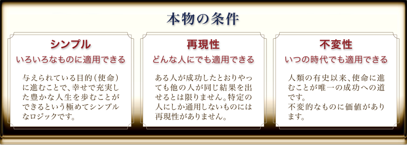 本物の条件　シンプル　再現性　不変性